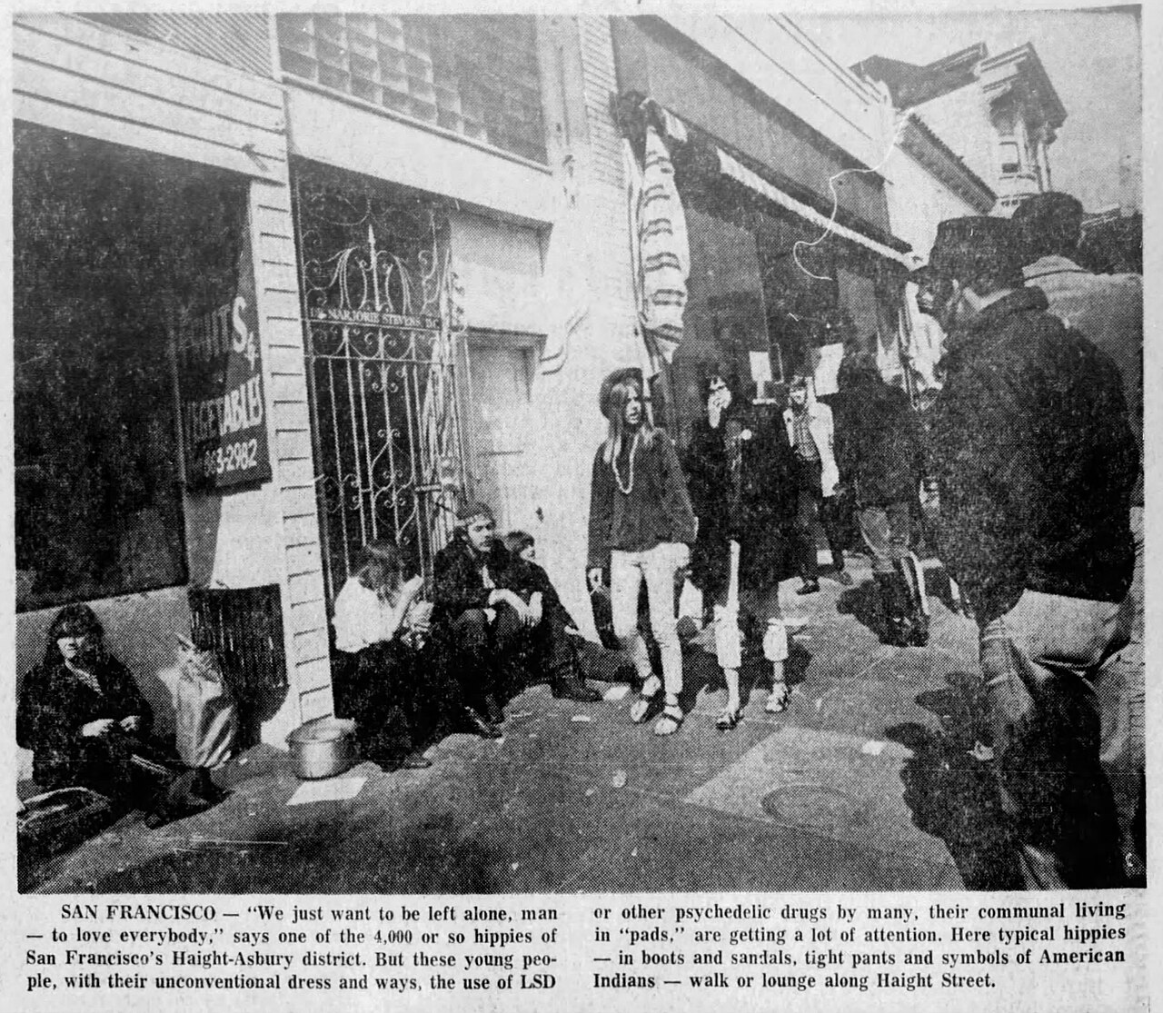 Newspaper clipping about Hippies on Haight-Ashbury district, April 30, 1967.
