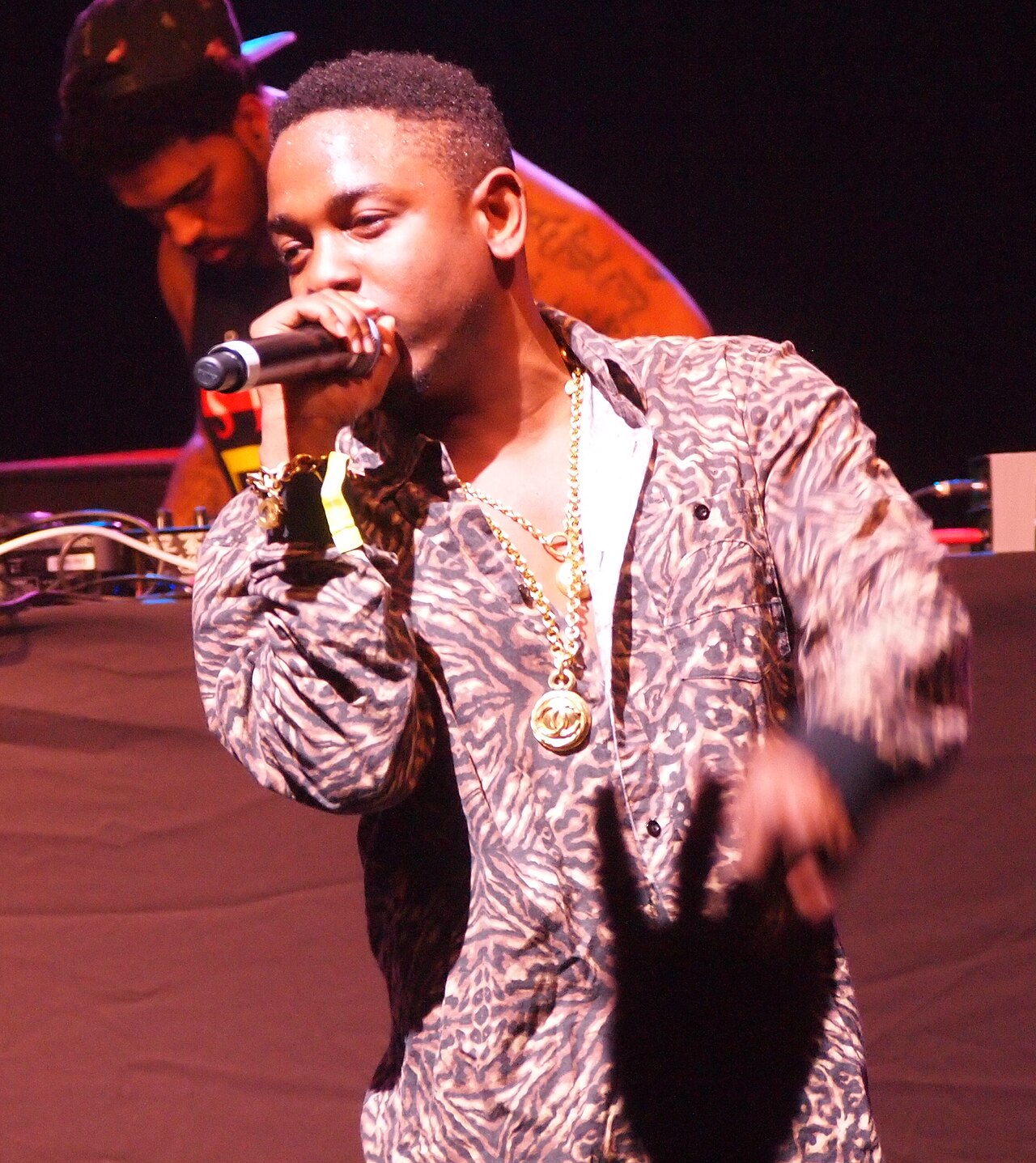 Kendrick Lamar performs Thursday night at Bonnaroo in Manchester, Tennessee.