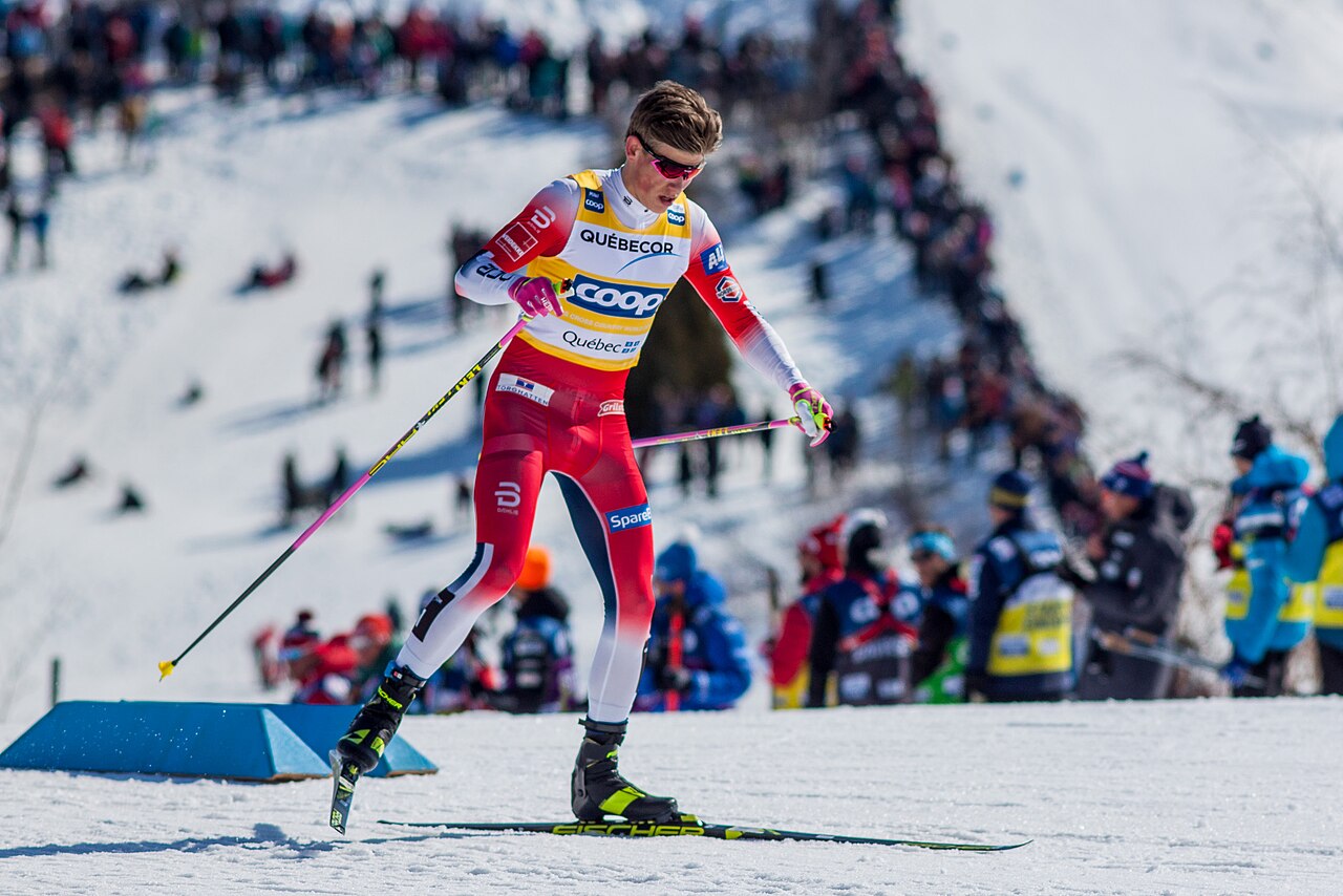 Johannes Høsflot Klæbo (NOR) at the 2019 Cross-Country World Cup Final pursuit race in Quebec City, Canada.