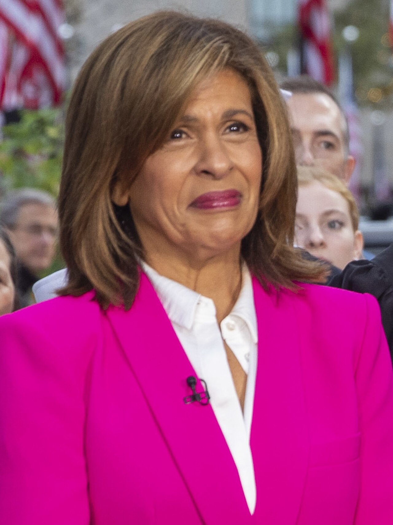 Hoda Kotb, left, and Dylan Dreyer film a live broadcast on the set of The Today Show in New York City, Nov. 11, 2022. Sailors assigned the San Antonio-class amphibious transport dock ship USS Arlingto
