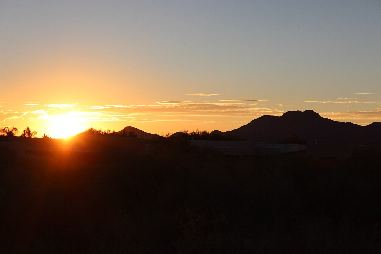 Tuscon Arizona Desert Sunset Over Mountains