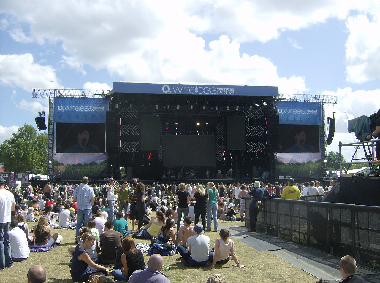 The main stage of the 2008 O2 Wireless Festival in Hyde Park, London. Playing are the band Cornershop.